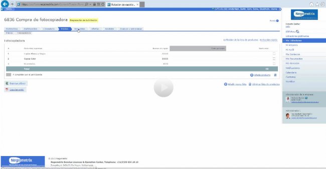 La contratación electrónica en la práctica Una demo real de un sistema SaaS para la contratación, por Negometrix. Webinar de 25 minutos.