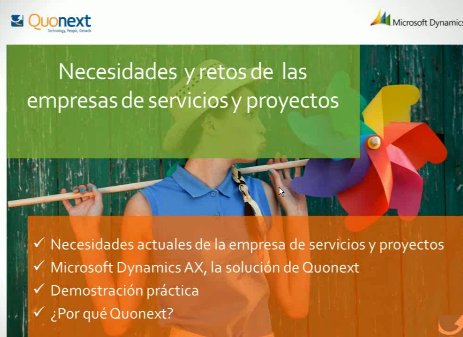 Gestión de la empresa de servicios y proyectos con Microsoft Dynamics AX. Por Quonext. Webinar de 1 hora.