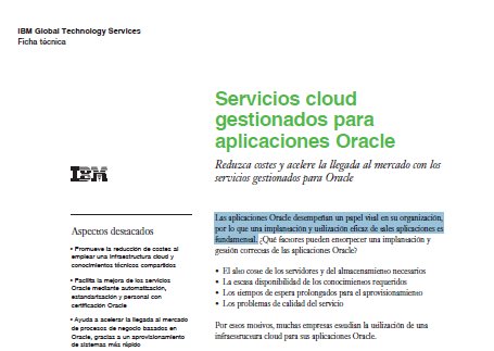 Servicios cloud gestionados para aplicaciones Oracle. Documento de IBM.