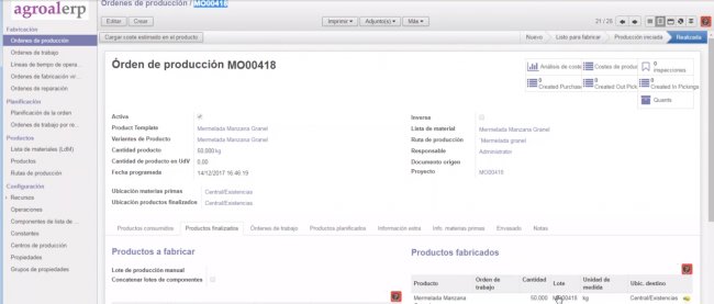 Odoo MRP-ERP para Alimentación (Distribución, Fabricación y Envasadoras). [Demo de 2 horas]